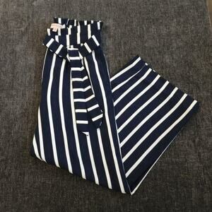 PHILOSOPHY | White Navy Striped Pants Size XS Cropped Wide-leg Nautical NWOT